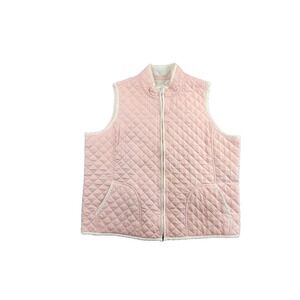 Laura Scott Quilted Vest Women XL Pink Zip Front Pockets Collar